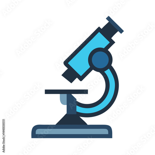 Blue Microscope Icon on Black Background for Science and Research