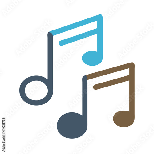 Abstract Music Notes Icon in Blue and Brown on Black Background