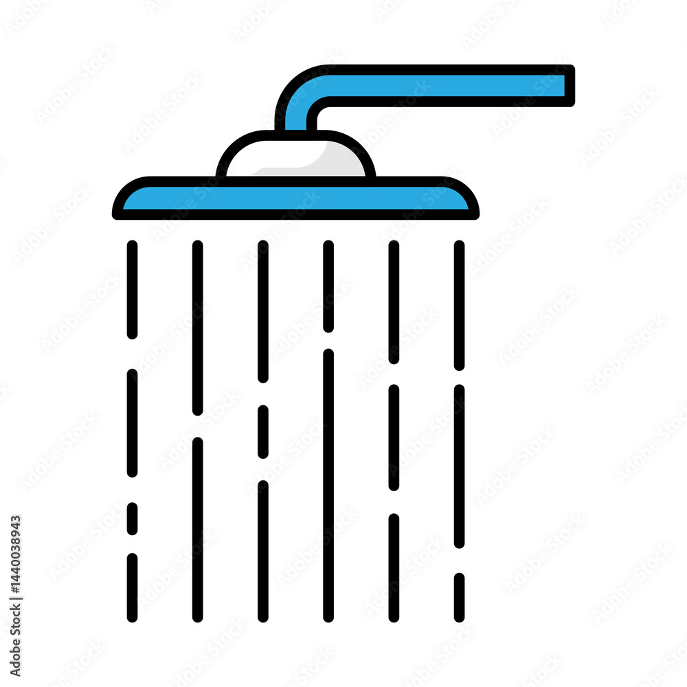 Shower running water icon. Aqua or liquid thin line illustration.