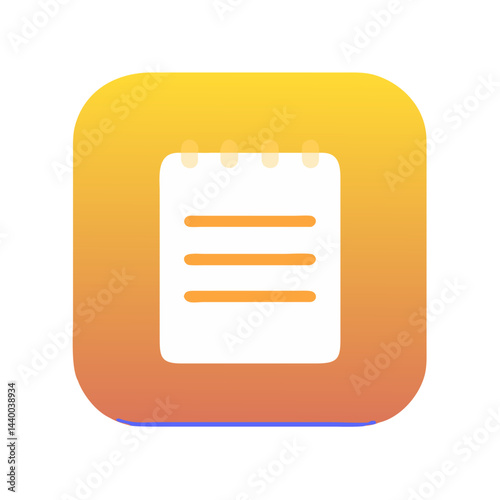 Colorful Gradient Note Icon with Lines - Reminder, Memo, List, App