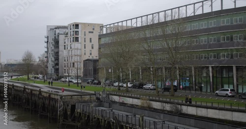 Wallpaper Mural High angle view of the river embankment in Nantes, France, 4k Torontodigital.ca
