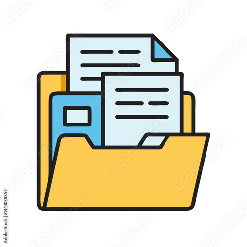 Folder Icon with Documents: File Management, Organization, and Data Storage