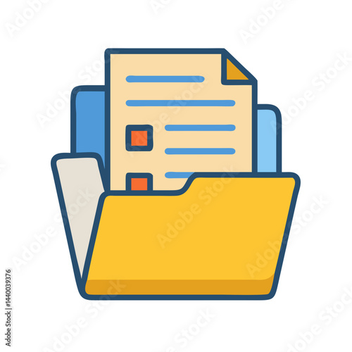 Folder Icon with Checklist, Document Storage, Data Management, and Organization