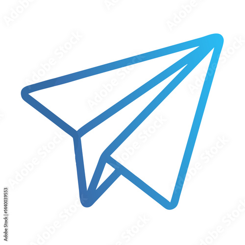 Blue Paper Airplane Icon on Black Background, Vector Style Illustration