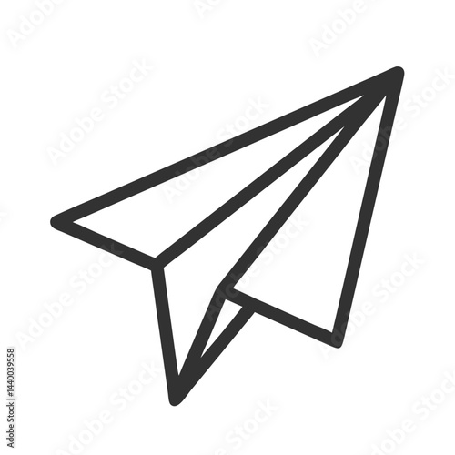 Minimalist Paper Airplane Icon on Black Background - Message, Flight, Delivery