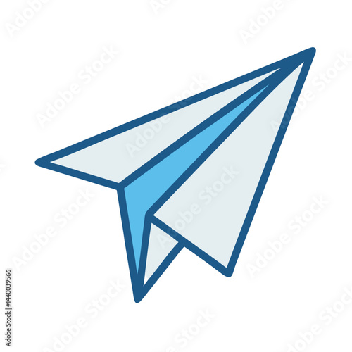Paper Airplane Icon - Origami Plane Vector Illustration on Black Background