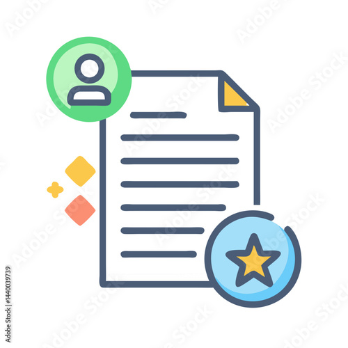 Candidate application review, star talent, skills assessment with profile information icon