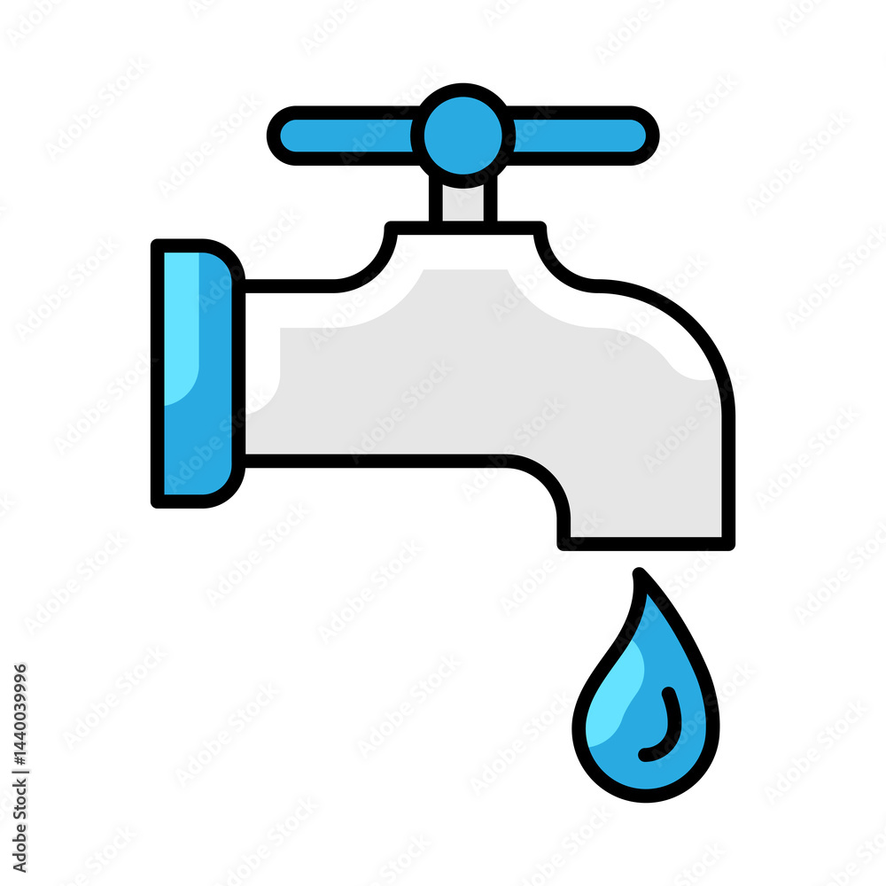 Tap with water drop icon. Aqua or liquid thin line illustration.