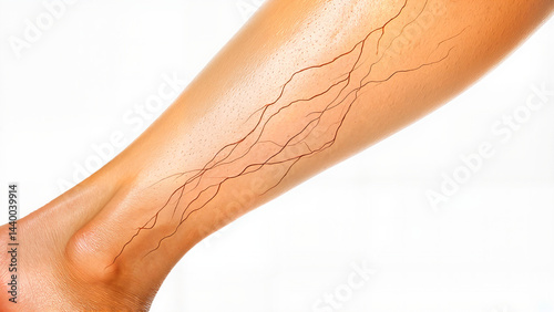 close-up of a woman's legs showing early signs of varicose veins, clinical setting,  suitable for brochures 