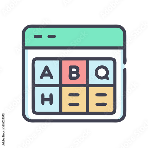 Colorful ABC Tiles in a Grid on a Mint Green Background