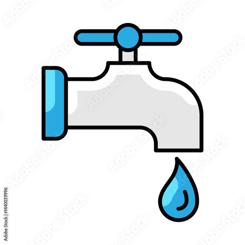 Obraz na płótnie Tap with water drop icon. Aqua or liquid thin line illustration. w salonie