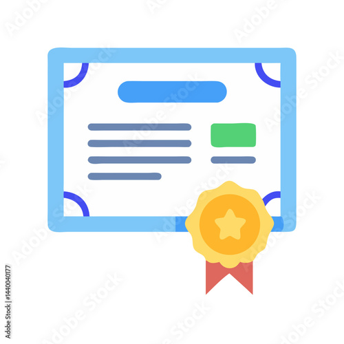 Certificate of Achievement with Golden Seal and Ribbon, Official Document