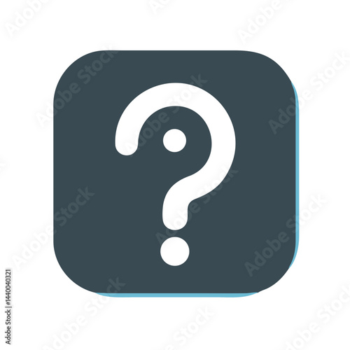 Question Mark Icon in Dark Grey Rounded Square with Light Blue Outline