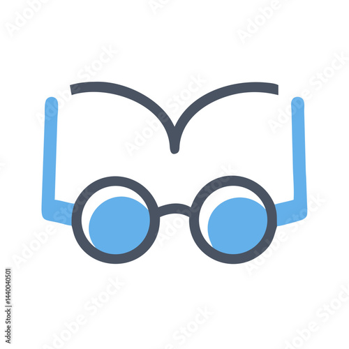 Illustration of eyeglasses on black background, eyewear concept, reading icon