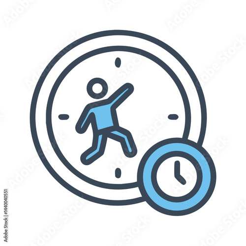Time Management Icon with Person Running Inside Clock, Deadline Concept