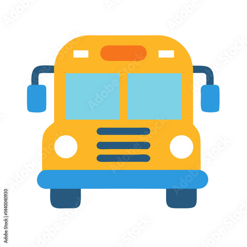Cartoon School Bus Icon Isolated on Black Background, Transportation Theme