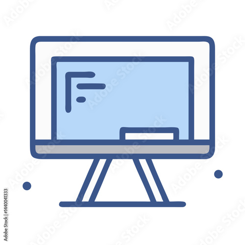Blue and White Presentation Board on Stand Icon Design