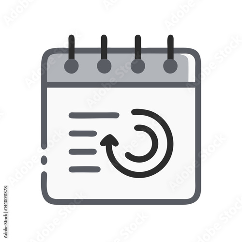 Calendar with Refresh Arrow Icon: Scheduling, Time Management and Recurring Events