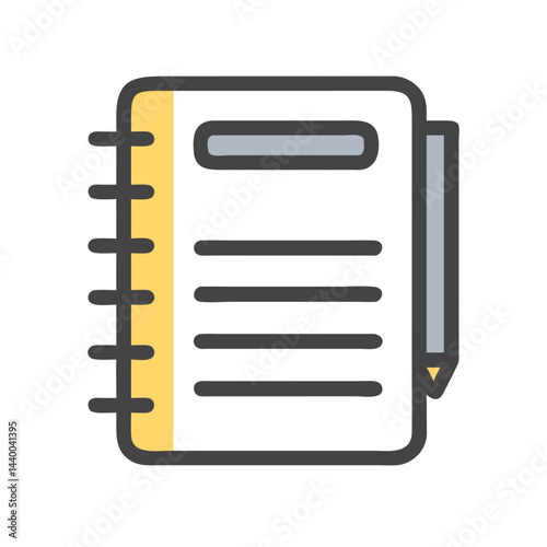 Notebook Icon with Pencil, Education, School Supplies, and Writing Concept