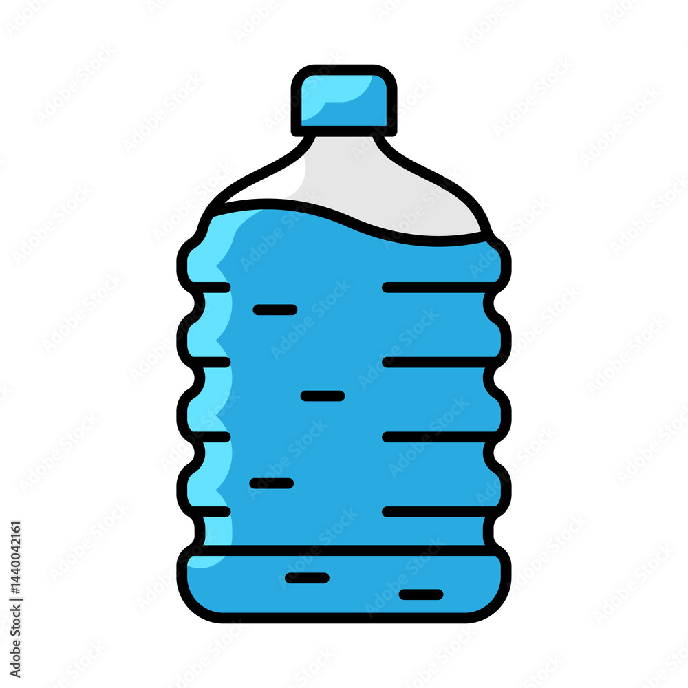 Plastic bottle with water icon. Aqua or liquid thin line illustration.