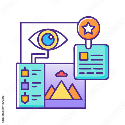 Data Analytics Dashboard with Eye and Graph on a Computer Screen Icon