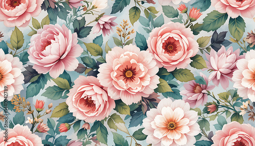 Soft pastel floral illustration featuring blooming flowers on a white background. Perfect for spring designs, wedding invites, or nature-inspired projects.