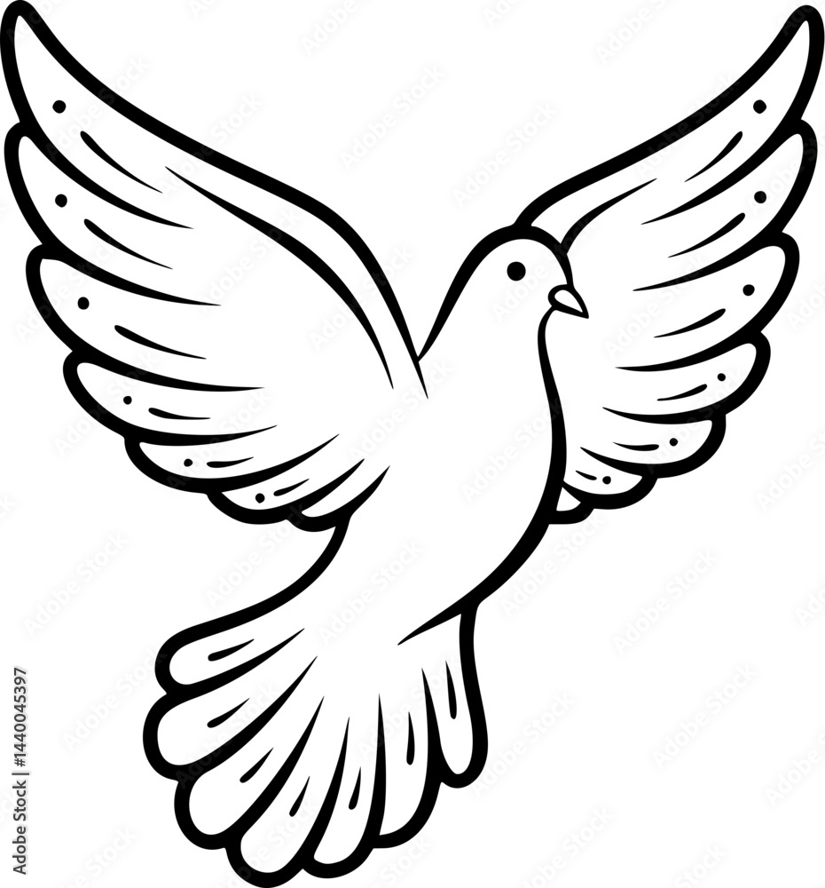 Fototapeta premium a black and white vector logo outline of a peace dove icon