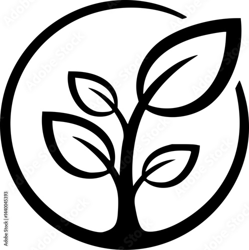 a black and white vector logo outline of a veganism symbol icon