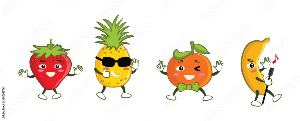 Collection of funny fruit characters Collection of funny fruit characters