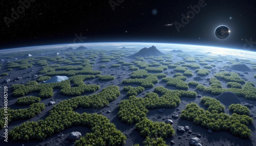 Private Sector Collaboration in Space Exploration creating sprawling lunar agricultural fa