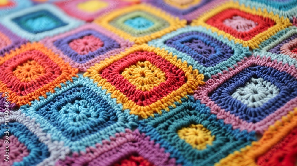 Fototapeta premium Crochet Colorful Square Pattern
