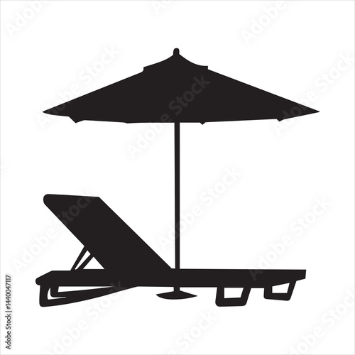 chaise lounge and umbrella
