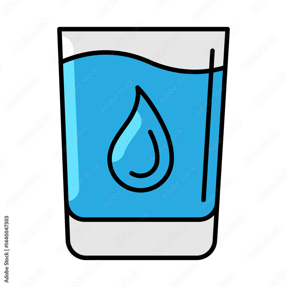 Glass of water icon. Aqua or liquid thin line illustration.
