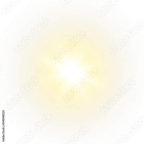 Vector transparent sunlight with sun glare. Overlay, Sun rays and glare, Sun, sunrays, light transitions, lens flare, light leaks and glare in PNG format. PNG sunlight flare. Golden flash and glare.	
