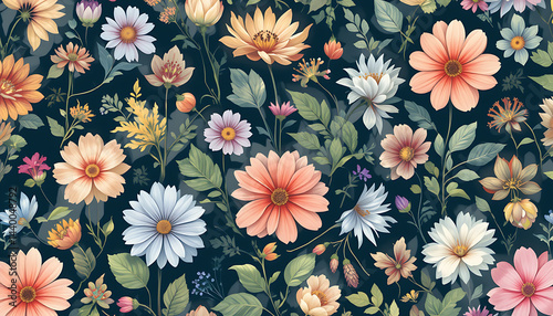 Soft pastel floral illustration featuring blooming flowers on a white background. Perfect for spring designs, wedding invites, or nature-inspired projects.