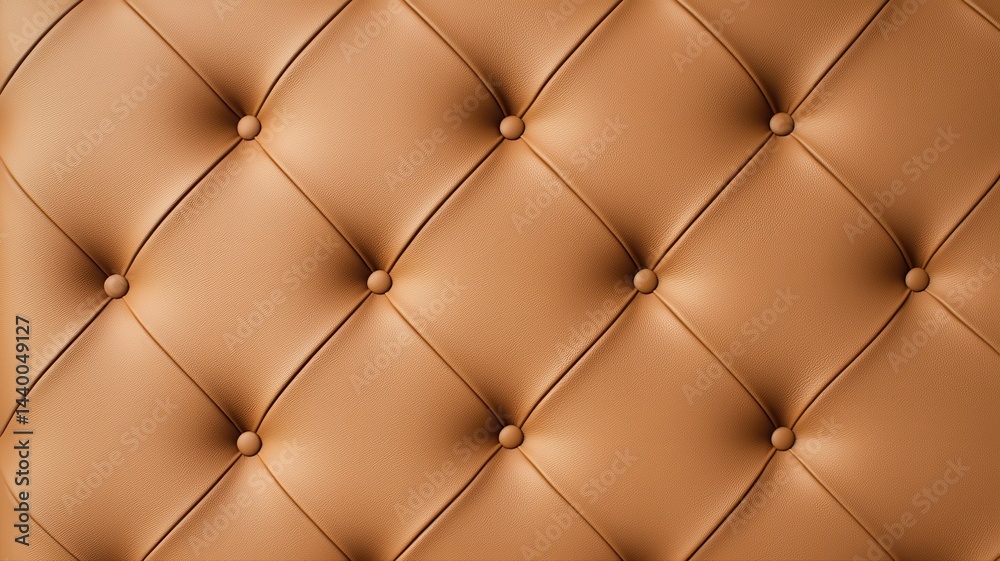 Obraz premium Luxurious Light Brown Leather Tufted Upholstery Pattern leather upholstery tufted light brown tan