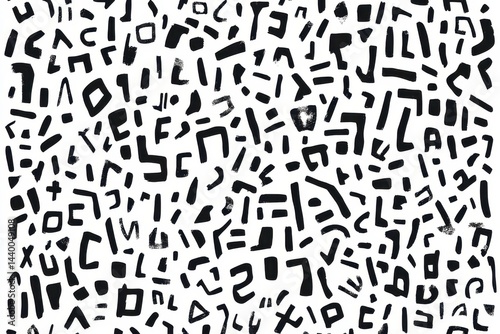 Abstract Pattern of Black Shapes on White Background