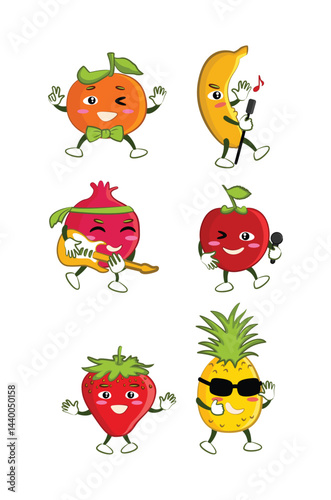 Collection of funny fruit characters
