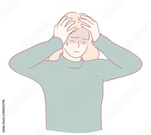 An illustration depicts a person enduring significant stress or discomfort, symbolizing their mental struggle