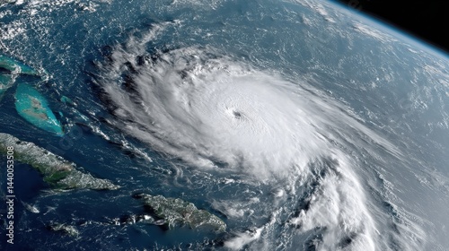 Satellite view of a powerful hurricane in motion.