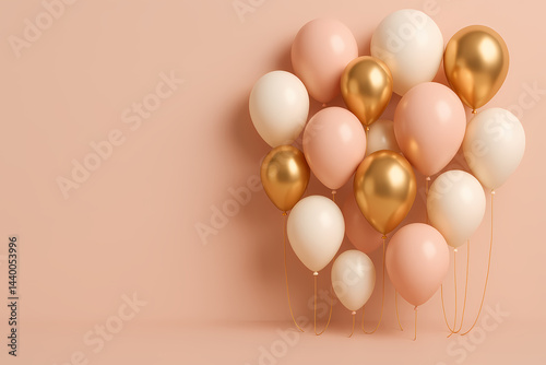 3D Stylish Balloon Composition on Blush Backdrop for Elegant Invitations
