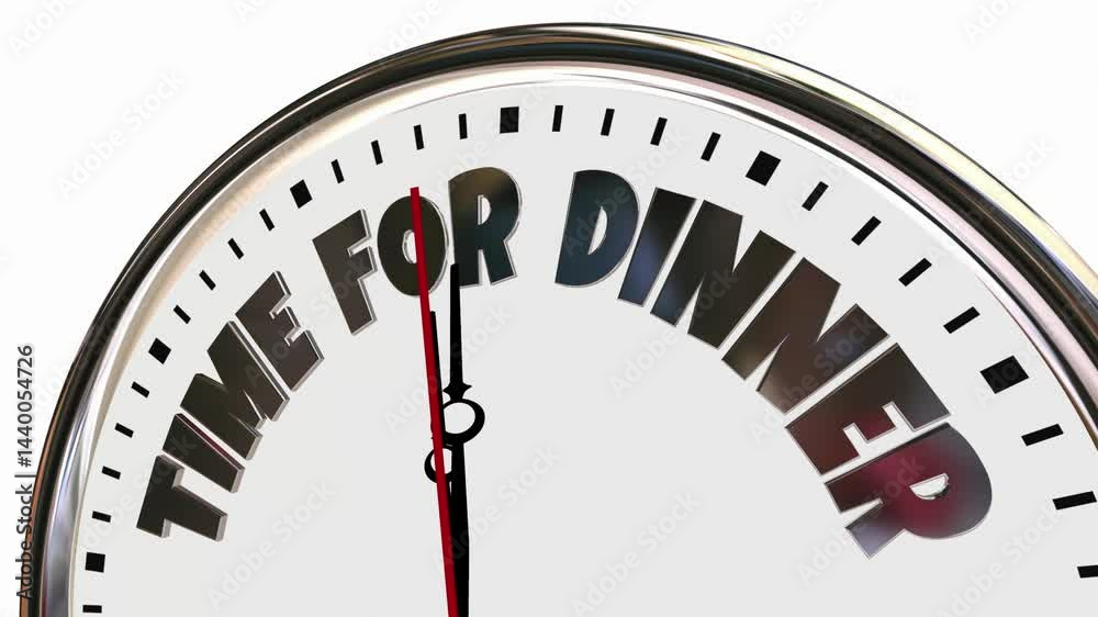 Time for Dinner Clock Eat Final Night Meal Now Food 3d Animation Time for Dinner Clock Eat Final Night Meal Now Food 3d Animation