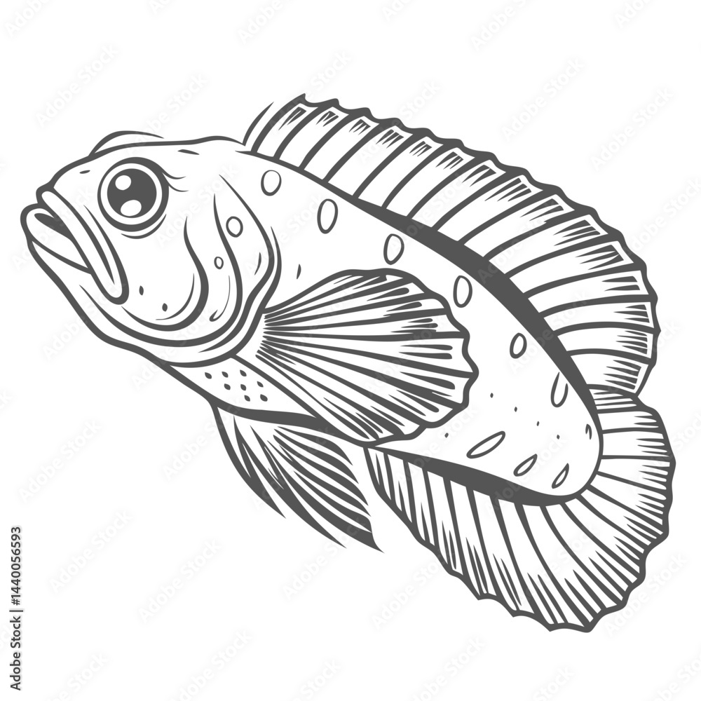 Obraz premium Lawnmower Blenny Fish Vector Illustration