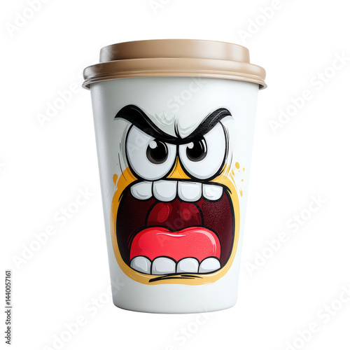 Wallpaper Mural Angry Cartoon Face Disposable Coffee Cup Isolated Torontodigital.ca