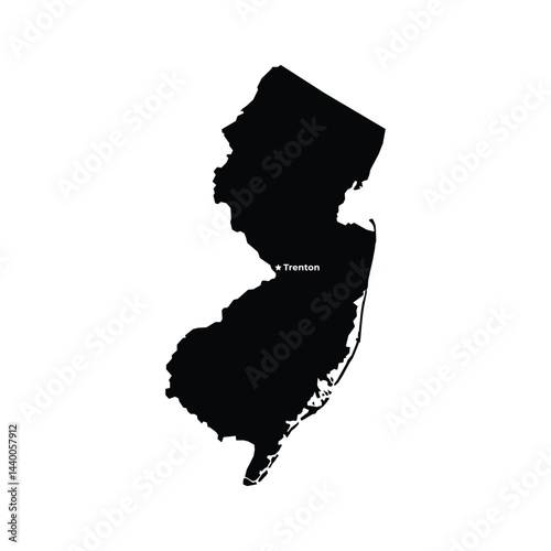 New Jersey State Map with Trenton Capital