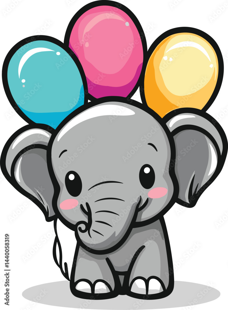 Obraz premium elephant with balloons