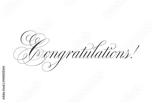 筆記体で書いた、Congratulations!（おめでとうございます！）の文字の、おしゃれなロゴマーク
