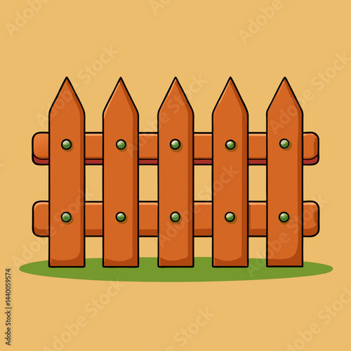 set of wooden fence isolated