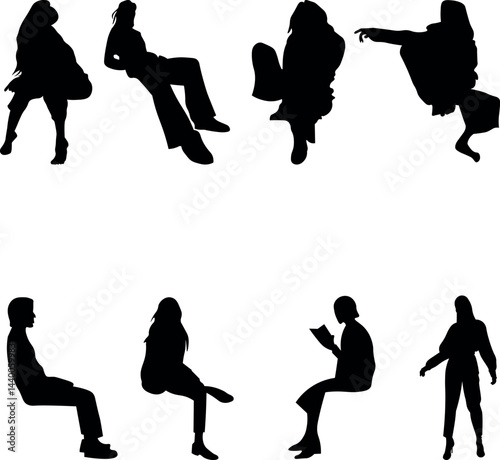 set of silhouettes of people