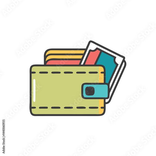 wallet with credit cards on white background for web and graphic design